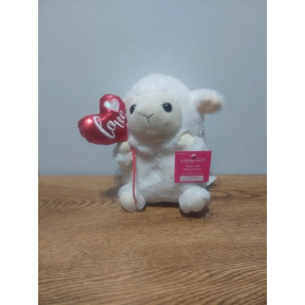 Valentine’s Day Sheep Plush Toy With Balloon Love Anniversary Holiday Gift Cute